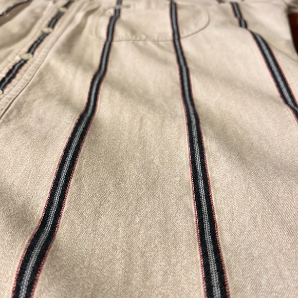 Chaps Ralph Lauren Vintage 1980s Cream Striped Short Sleeve Dress Shirt |M - Picture 8 of 9